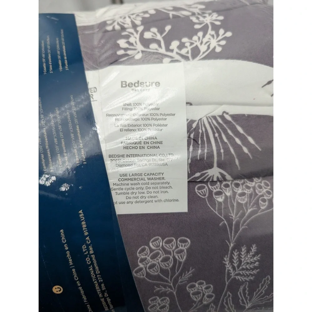 BEDSURE Queen 3 Piece Comforter Set - Lavender Purple Comforter, Floral Bedding‎